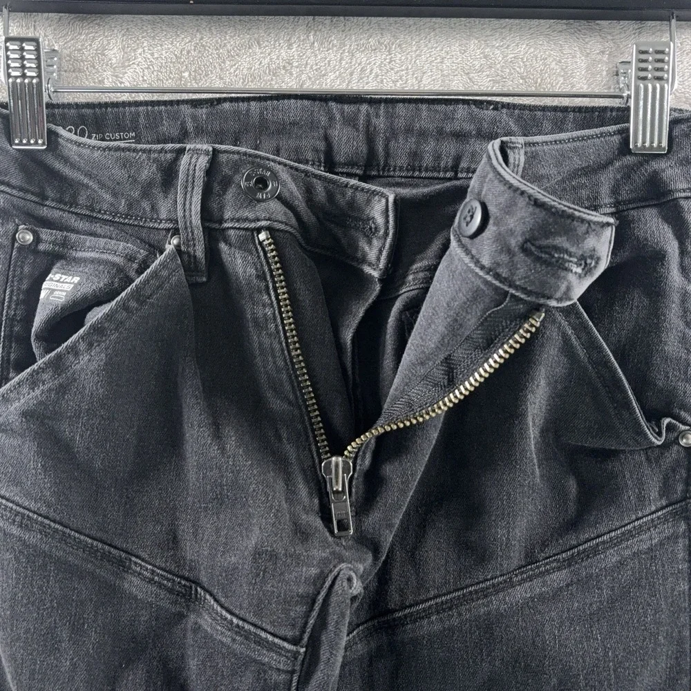 G-Star RAW 5620‎ Zip Custom Jeans Womens Size 25x32 Black Skinny Biker Moto